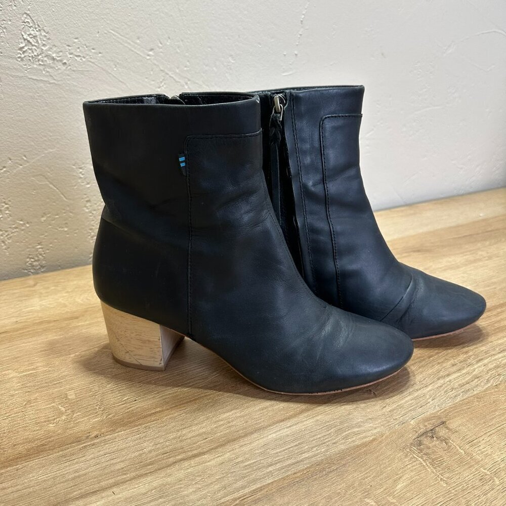 Toms Black Bootie with Block Heel